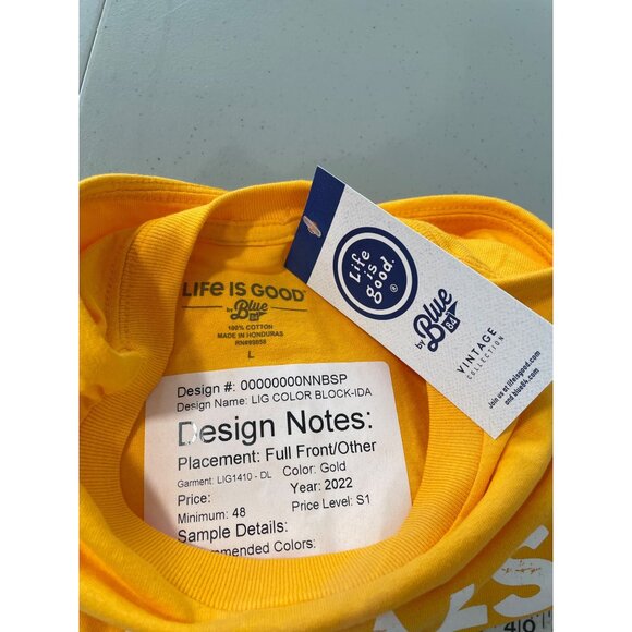 Life Is Good Blue 84 Vandals Graphic T Shirt Mens L Gold Cotton College Tee NEW - Picture 5 of 6